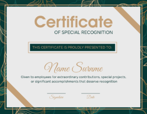 Special Recognition Certificate Template