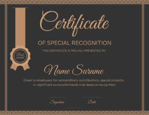 Special Recognition Certificate Template