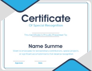 Special Recognition Certificate Template