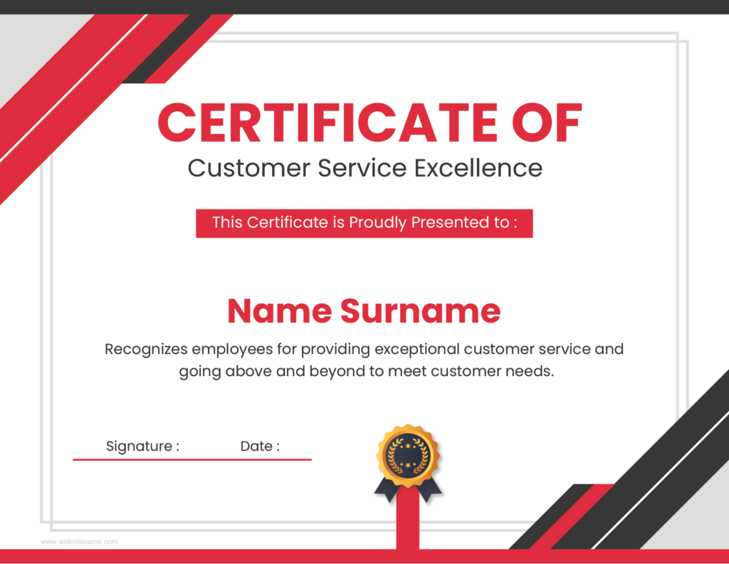 Customer Service Excellence Certificate