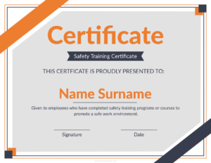 Safety training certificate template