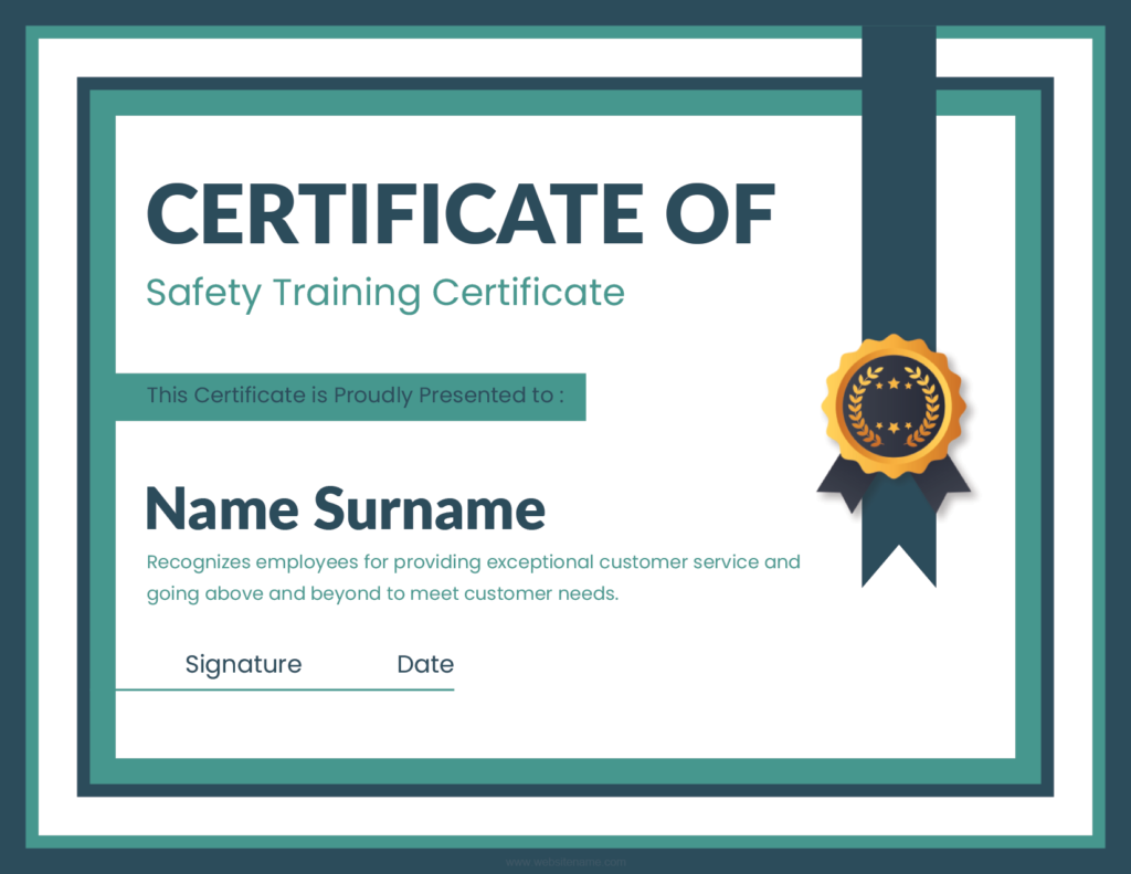 Safety training certificate template