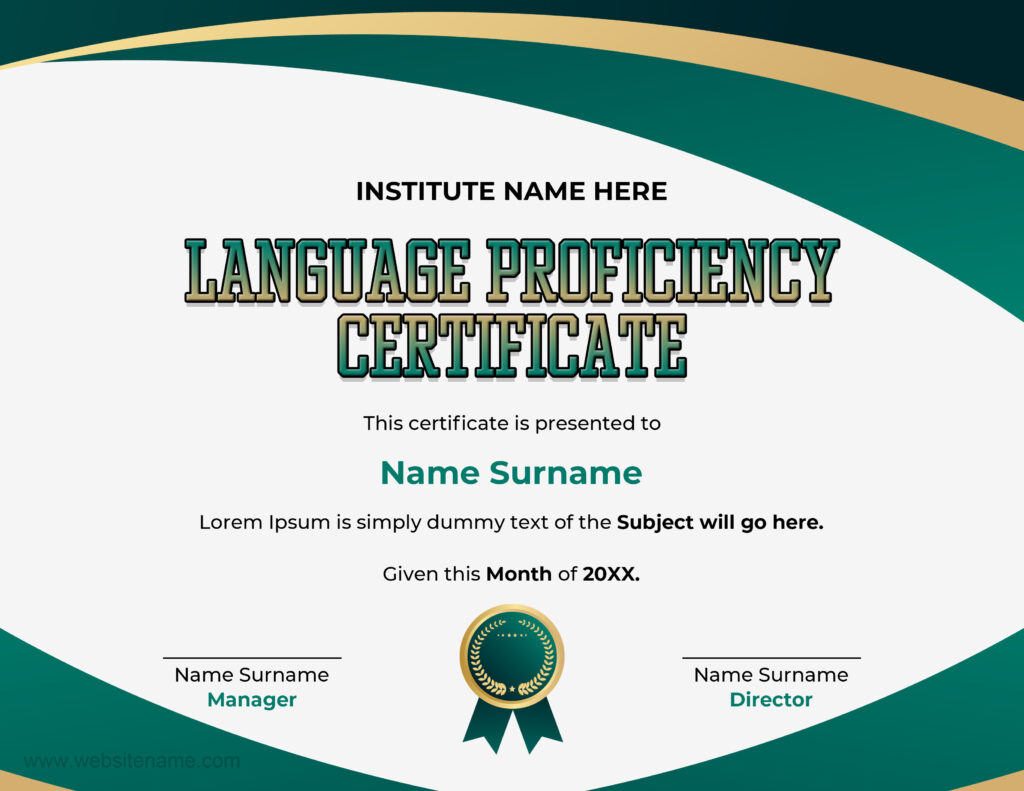 Language Proficiency Certificate Template