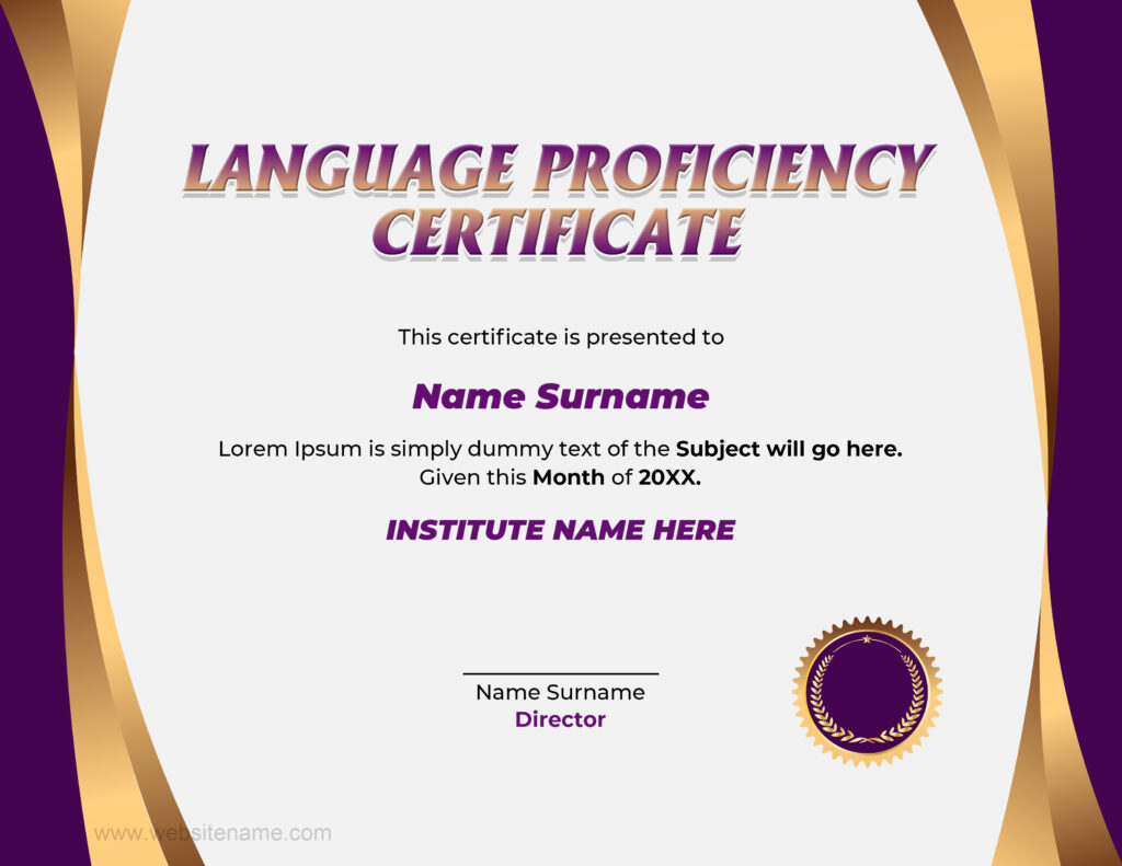 Language Proficiency Certificate Template