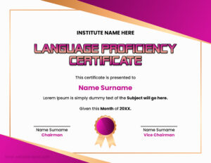 Language Proficiency Certificate Template