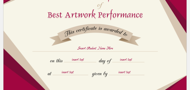 Artwork Performance Certificate
