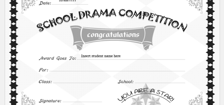 School Drama Competition Winner Certificate