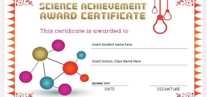 Science achievement award certificate