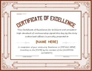 Certificates of Excellence for MS Word | Professional Certificate Templates