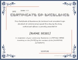 Certificates of Excellence for MS Word | Professional Certificate Templates