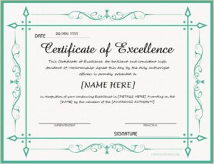 Certificates of Excellence for MS Word | Professional Certificate Templates