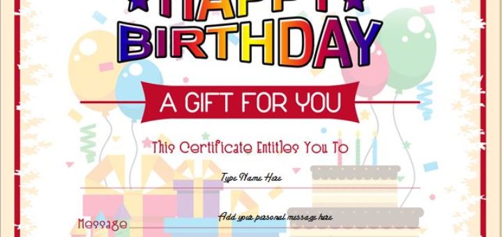 Birthday Gift Certificate