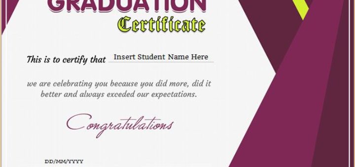 Graduation Certificate Template for MS WORD