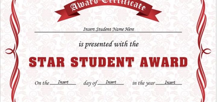 Star student award certificate