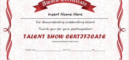 Talent Show Certificate Template Kleo Bergdo!   rfbib Co - talent show certificates professional certificate templates