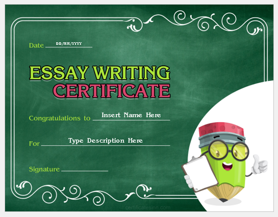 essay writing competition certificate
