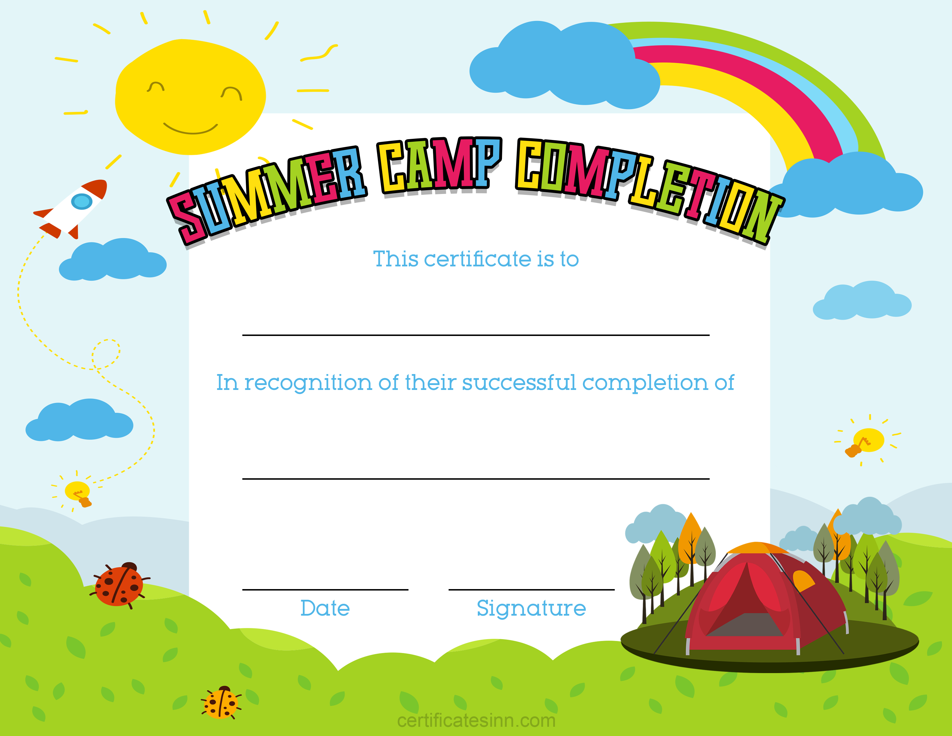 Summer Camp Completion Certificate Templates for Word In Summer Camp Certificate Template