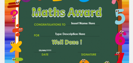 Math Award Certificate Template