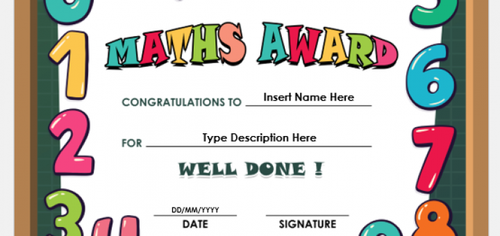 Math Award Certificate Template