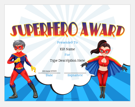 Official Superhero Certificate Printable