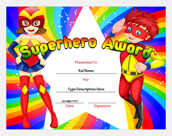 Superhero Certificate Printable