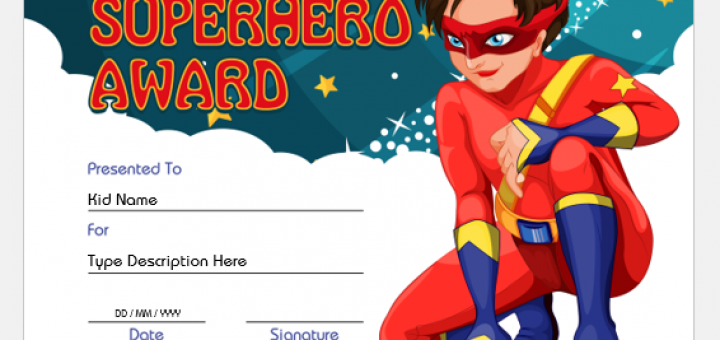 Superhero Award Certificate