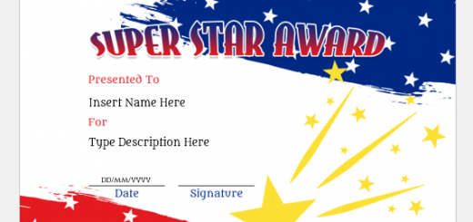 Super star award certificate