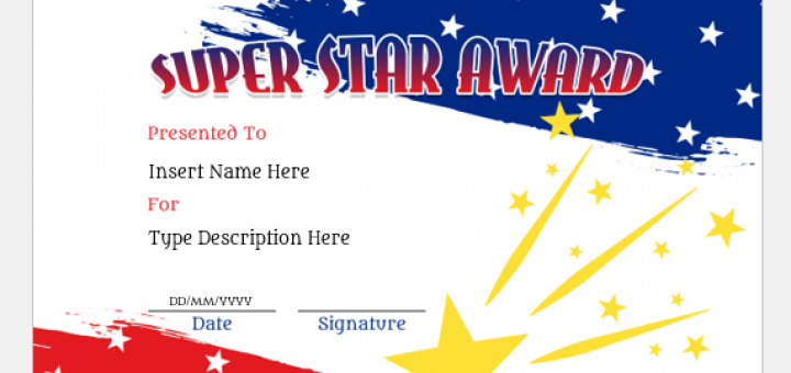 Super star award certificate