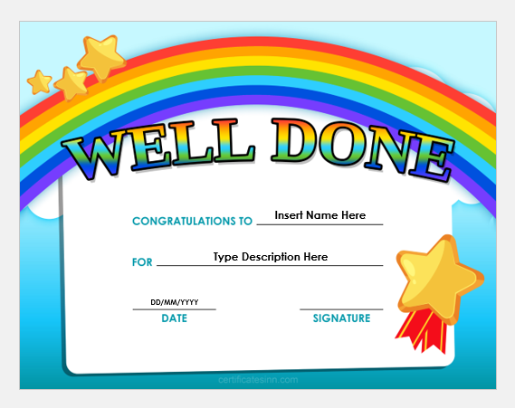 Well Done Certificate Templates For Word FREE Download Well Done Certificate Templates For Word FREE Download