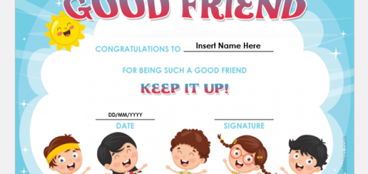 Good Friend Certificate Template