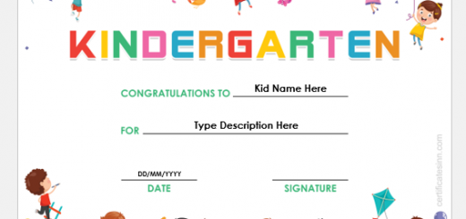 Kindergarten certificate template