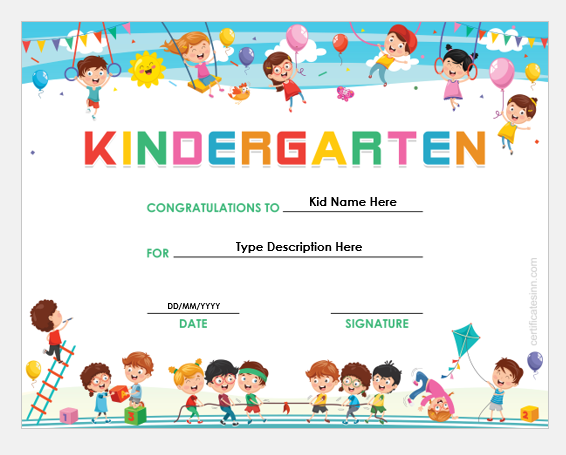 Kindergarten certificate template