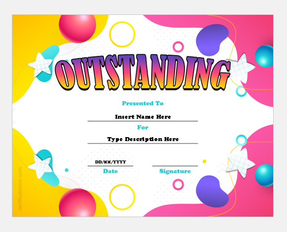 Outstanding Performance Certificate Templates Edit Print