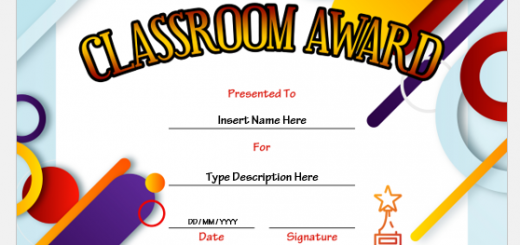 Classroom award certificate template