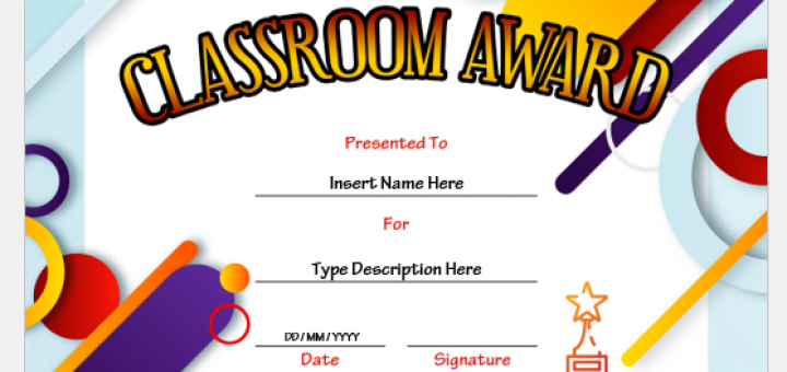 Classroom award certificate template