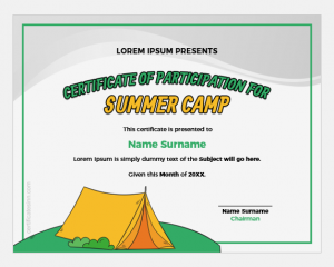 Certificate of Participation for Summer Camp | Edit & Print