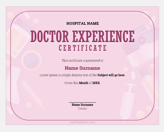 Doctor experience certificate template