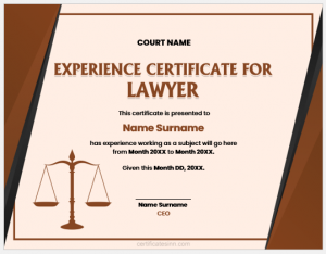 Experience Certificates for Lawyers | Download Edit \u0026 Print