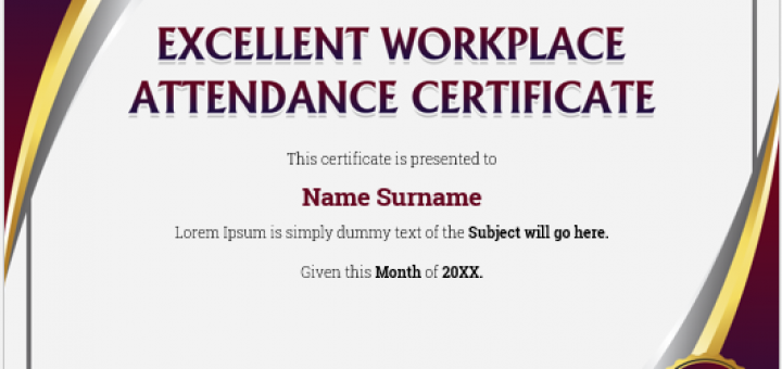 Excellent workplace attendance certificate