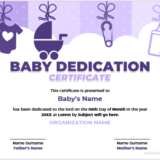 Baby dedication certificate template