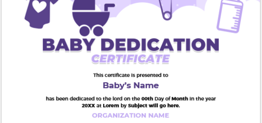 Baby dedication certificate template