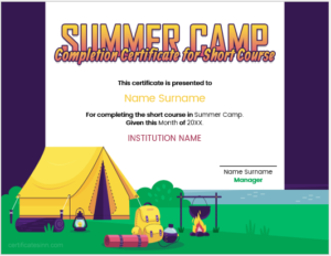 Summer Camp Completion Certificates for Short Courses | 5