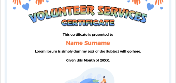 Volunteer services certificate