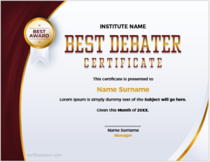 5 Best Debater Certificate Templates for Word | Download