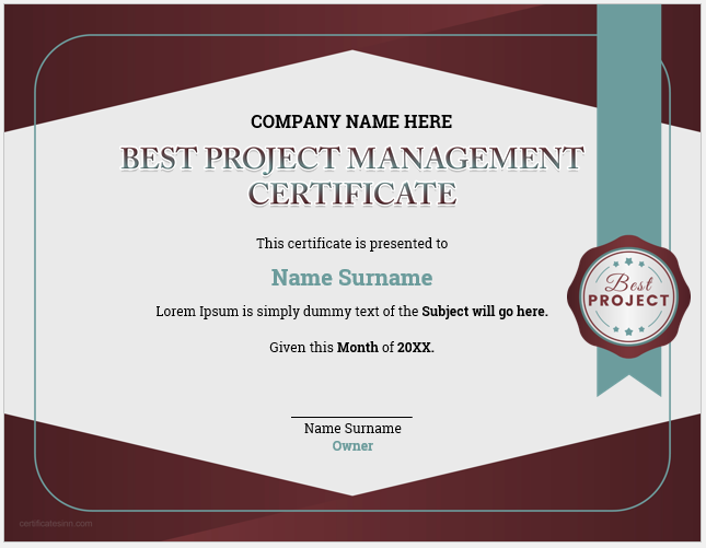 Best Project Management Certificate Templates | Download