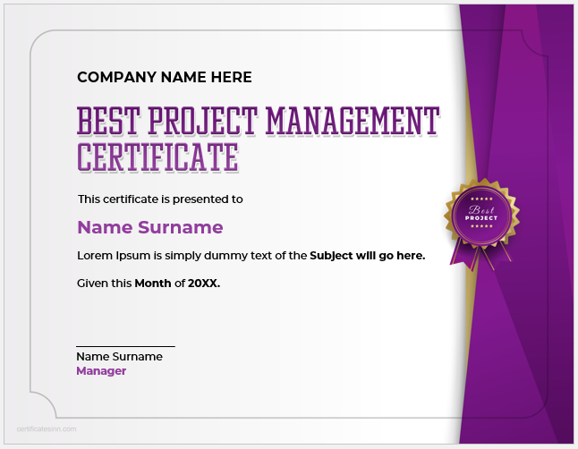 Best Project Management Certificate Templates | Download