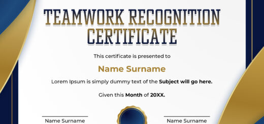 Teamwork recognition certificate template