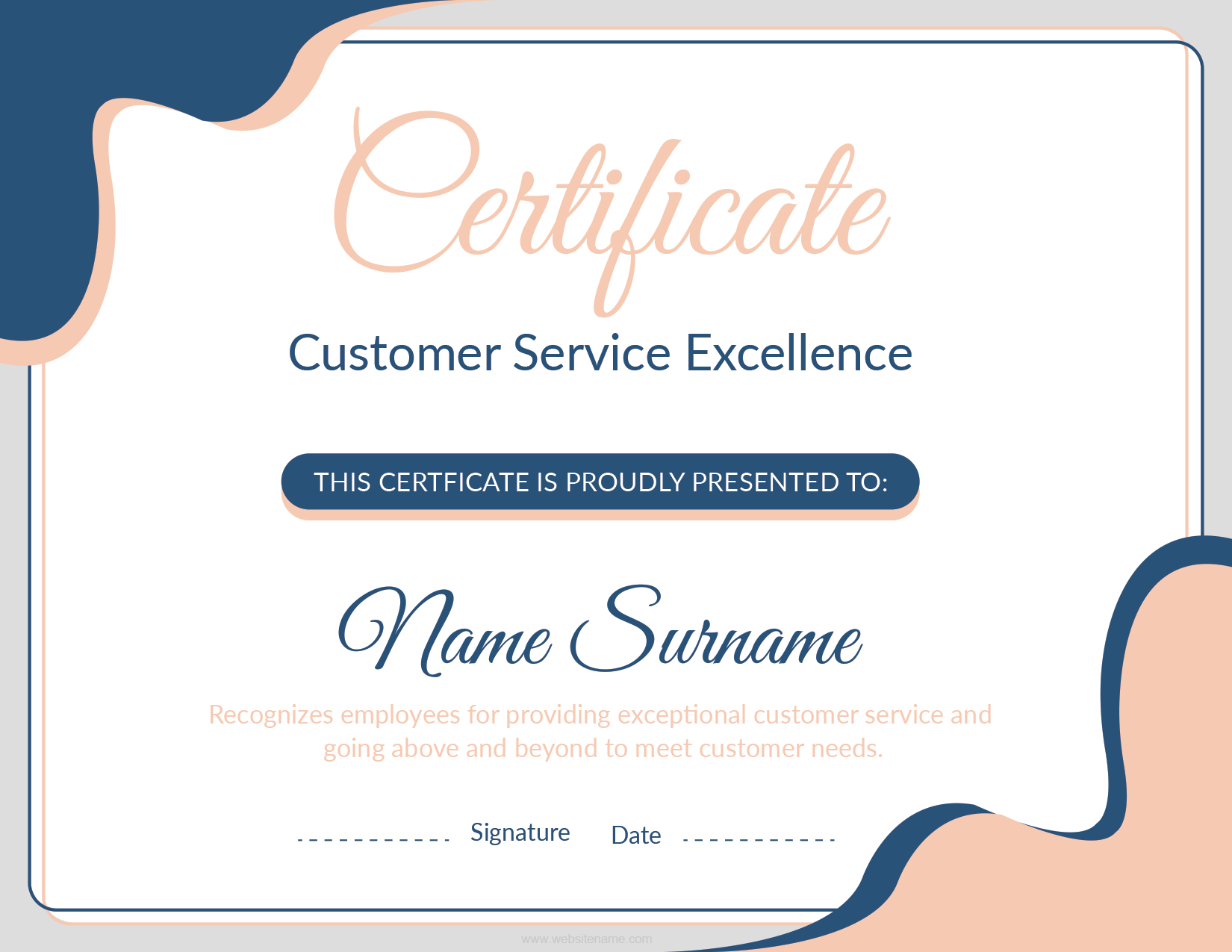 Customer Service Excellence Certificate Templates Download