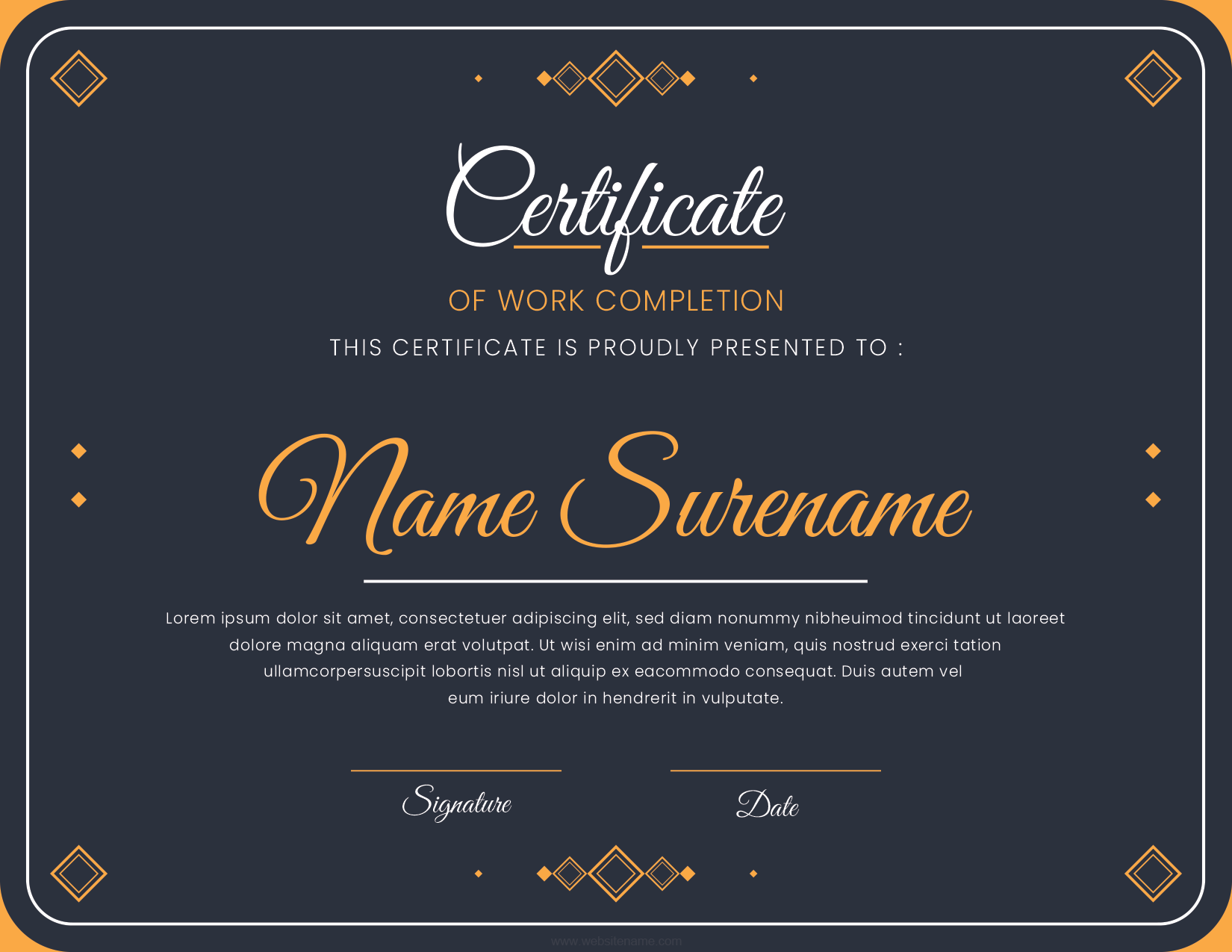 Work Completion Certificate Template for Word